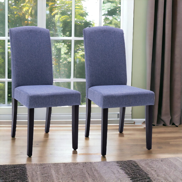 Set of Two Navy Blue And Black Upholstered Polyester Dining Parsons Chairs N270-546394