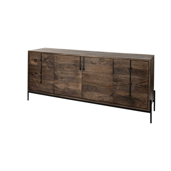 72" Brown Solid Wood Six Drawer Sideboard with Two Doors N270-380253