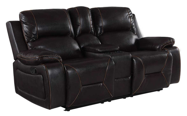 77" Brown Faux Leather Manual Reclining Love Seat With Storage N270-329440
