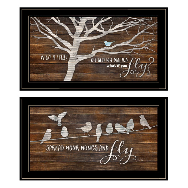 Set Of Two Spread Your Wings 2 Black Framed Print Wall Art N270-406105