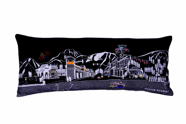 35" Black Jackson Nighttime Skyline Lumbar Decorative Pillow N270-482565