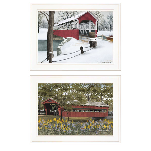 Set Of Two Covered Bridge Collection II 1 White Framed Print Wall Art N270-406201
