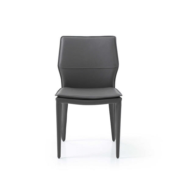 Set of Two Gray Slipcovered Upholstered Faux Leather Dining Side Chairs N270-370668