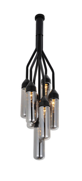 Shaded Empire Six Light Metal and Glass Flush Ceiling Light With Clear Shades N270-372250