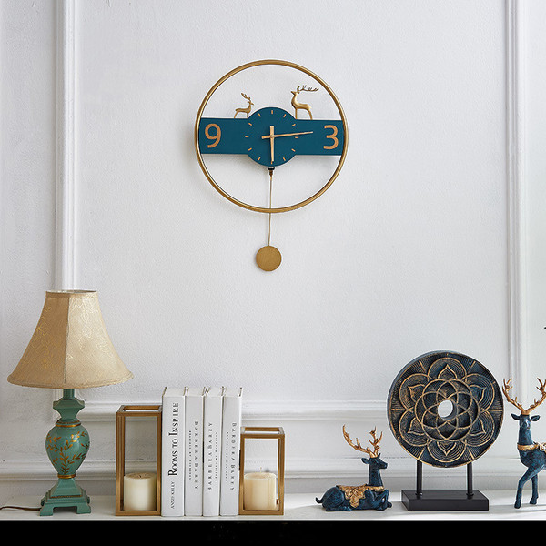 Creative Brass Wall Clock For Bedroom Guest Room Without Perforation Mute Wall Clock Decoration Q119-CJSN1086967