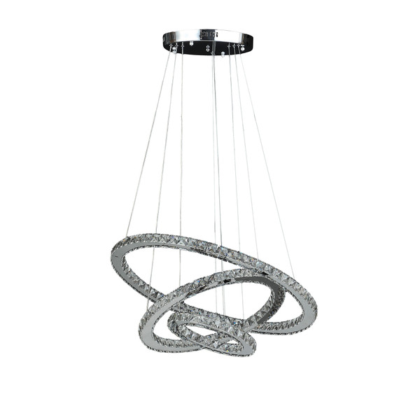 Silver Metal and Crystals LED Dimmable Chandelier N270-482686