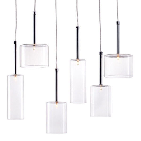Silver Kitchen Island Six Light Metal LED Ceiling Light With Shades N270-391881