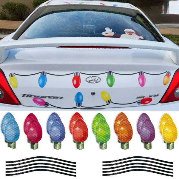 Color: Fluorescence Yellow - Christmas Car Refrigerator Decoration Reflective Bulb Light Shaped Mag F640-12000035011367581