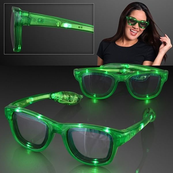 Green LED Nerd Glasses A706-85074
