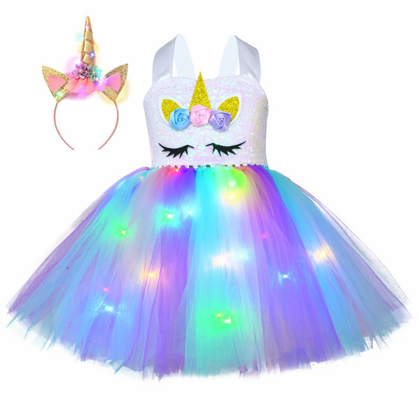 Color: Sequin, Appropriate Height: L - LED color princess tutu skirt Q119-CJJJJRHD01614-Sequin-L