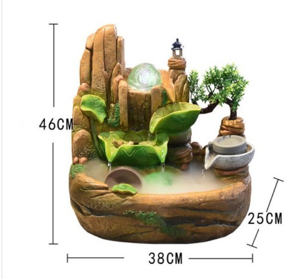 Color: Large w - Rockery Feng Shui Wheel Zhaocai Fountain Living Room Indoor Desktop Q119-CJZS165362403CX