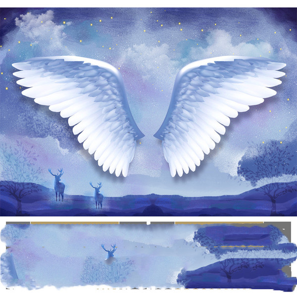 Color: The sky is red, Size: Oversized - Nordic Ins Angel Wings Wallpaper Q119-CJZS109930225YB