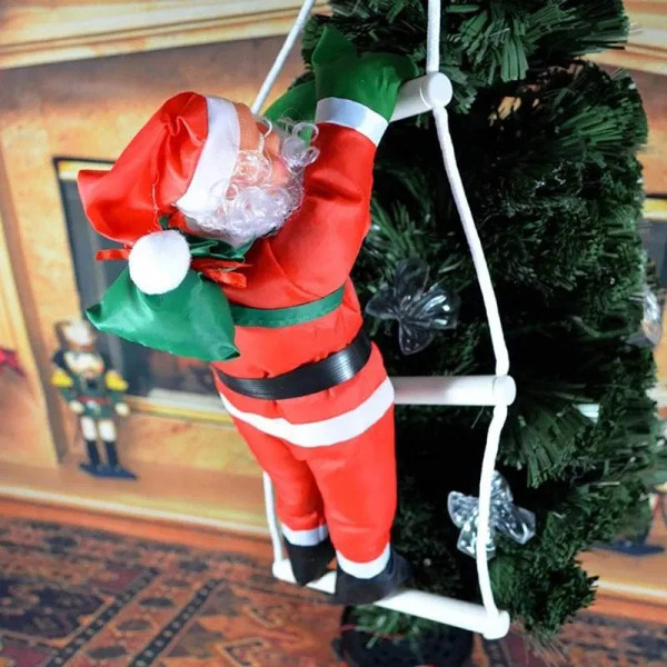 Color: WHITE - Christmas Santa Claus Climbing Ladder Doll Christmas Tree Hanging Decoration Indoor  F640-12000035506342096