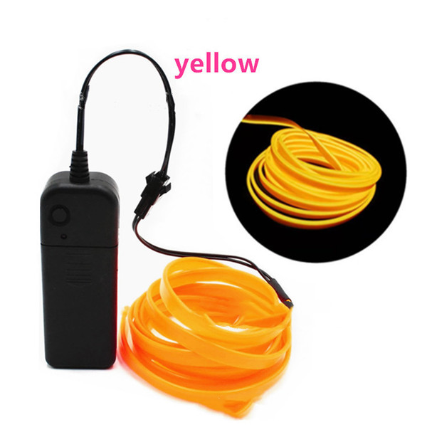 Color: Yellow, Size: 3M - EL Unilateral Cold Light Luminous Line 1-5 Meters Set Car Creative Decora Q119-CJHD109605143QJ