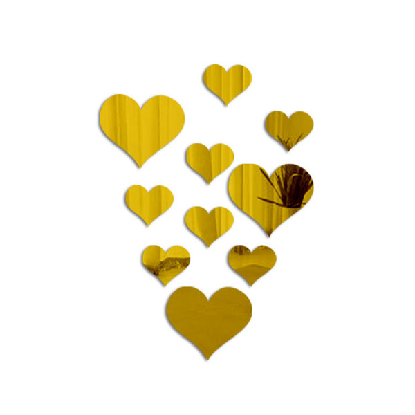 style: Heart shaped plate, Color: Gold - Cross-Border Home Love Mirror Wall Stickers Decorative Bac Q119-CJHD109085406FU