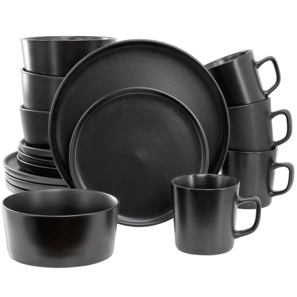 Elama Luxmatte Black 16 Piece Dinnerware Set D970-EL-LUXMATTE-16-BLK