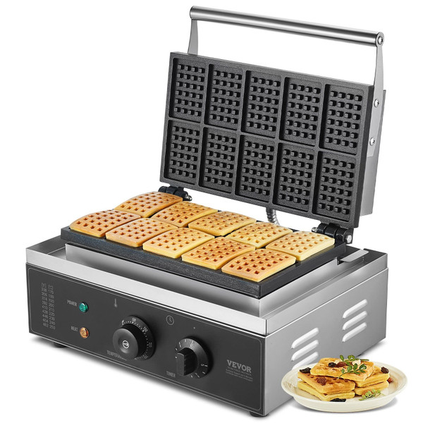 Commercial Waffle Maker, 10PCS Rectangle Waffle Baker Machine, 1550W Non-Stick Stainless Steel Belg E415-SYBLSHFBJDP1VHULYV1