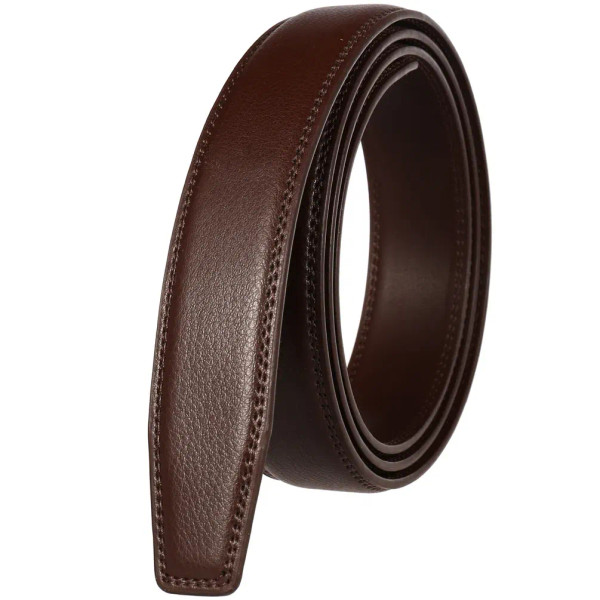 Color: Red, Belt Length: 125cm - 90-130cm Brand No Buckle 3.0cm Wide Genuine Leather Automatic Belt F640-12000043142870782