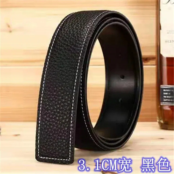 Color: MULTI, Belt Length: 110cm - 3.1cm No Buckle Belt Brand Belt Men High Quality Male Genuine Re F640-12000016390850818