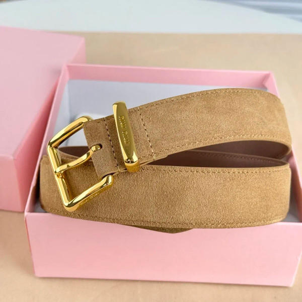 Color: WHITE, Belt Length: 105CM - High-end Gift Simple and Elegant Suede Handmade Belt Metal Buckl F640-12000049103471363