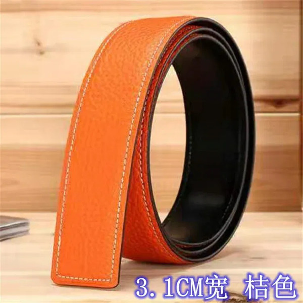 Color: light green, Belt Length: 115CM - 3.1cm No Buckle Belt Brand Belt Men High Quality Male Genu F640-12000016390850834