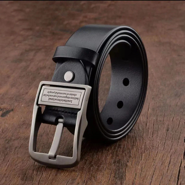 Color: green, Belt Length: 120cm - New Leather Cowhide Men's Belt Fashion Metal Alloy Pin Buckle Ad F640-12000038502656588