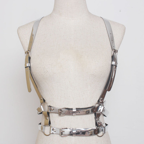 Color: Silver - Gold mirror pu atmospheric moisture belt belt Q119-CJNSFSYD00116-Silver