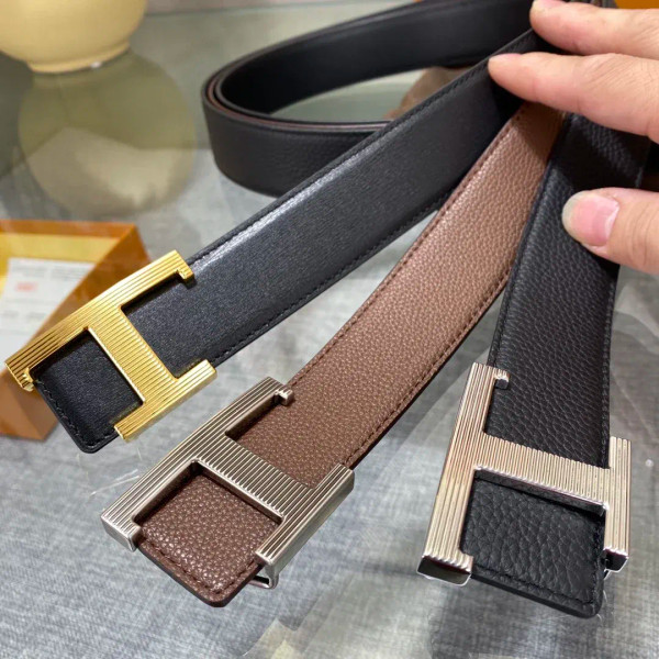 Color: Gold, Belt Length: 90cm - New Style Leather Belt for Men and Women, Classic Cowhide T Buckle F640-12000049046043628
