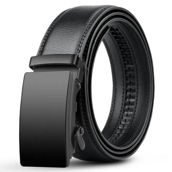 Color: black, Belt Length: 125cm - Famous Brand Business Belt Men Top Quality PU Luxury Leather Wai F640-12000033550530284