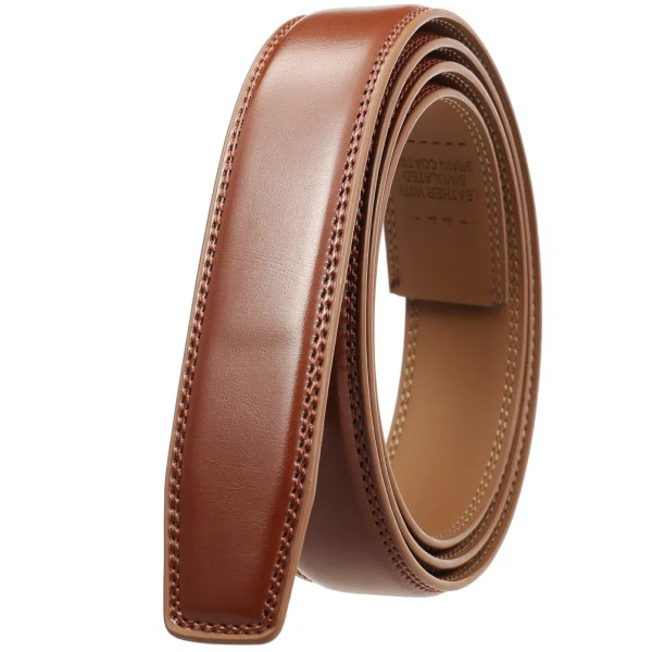Color: Yellow, Belt Length: 130cm - 90-130cm Brand No Buckle 3.0cm Wide Genuine Leather Automatic B F640-12000043142870819