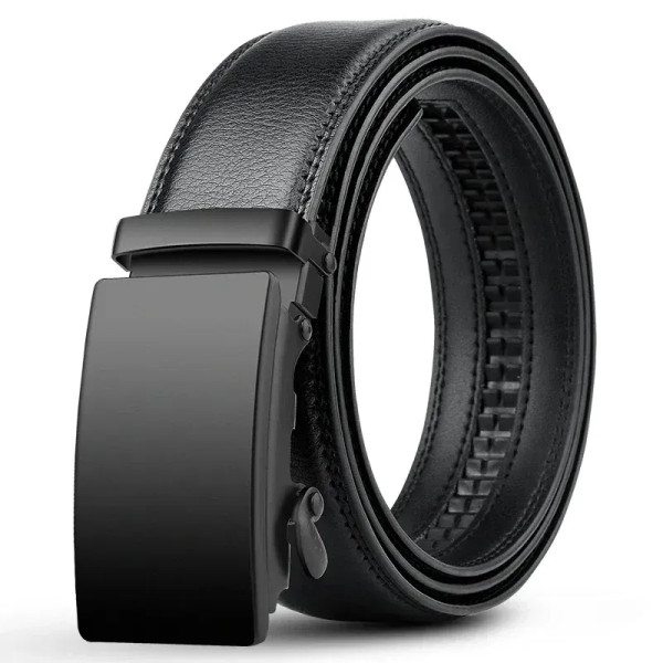 Color: black, Belt Length: 115CM - Automatic Buckle Belt for Men Famous Brand Business Belt Men PU  F640-12000038036544465