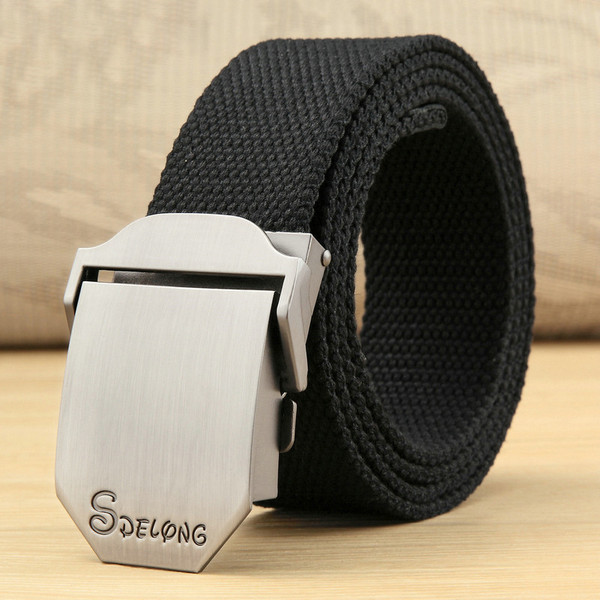 Style: 3.5CM, Color: Black-125CM, Size:  - Men's canvas belt Q119-CJNSFJPD00297-3.5CM-Black-125CM