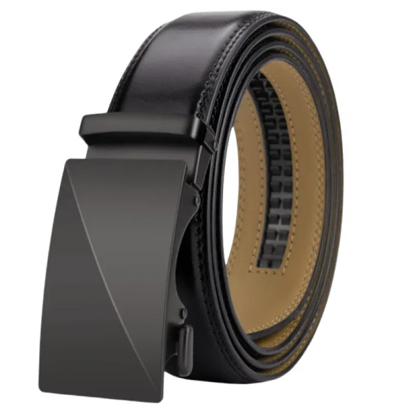 Color: black, Belt Length: 145cm - OYIFAN Brand Leather Belts for Men 115cm-145cm Automatic belt wi F640-12000041690603085