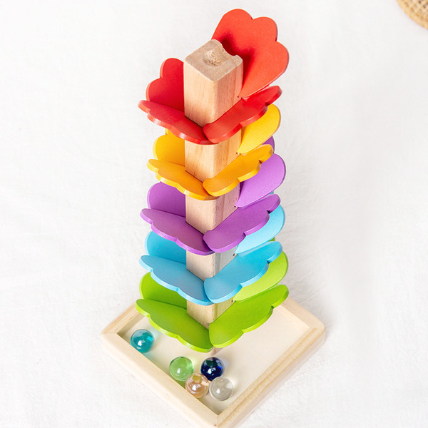 Color: Fallen leaves ball - Rainbow Petal Wooden Ball Track Toy Q119-CJJM112452603CX