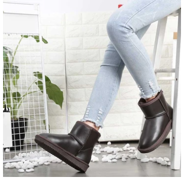 Color: Dark brown, Size: 43 - All-Match Women's Warm And Velvet Short-Tube Snow Boots Q119-CJNS101788981CX