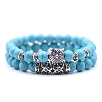 Color: Pure white - Natural Stone Intuitive Owl Bracelet Q119-CJZBLXSL00777-Pure white