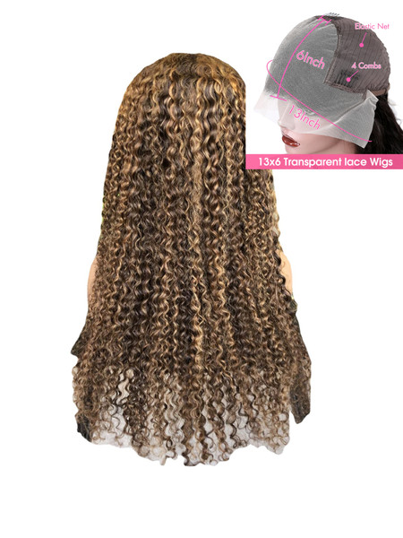style: 13x6 front wig, Size: 28inch - Piano Inter-color Highlight Curly Lace Wig Q119-CJHC167288426ZA