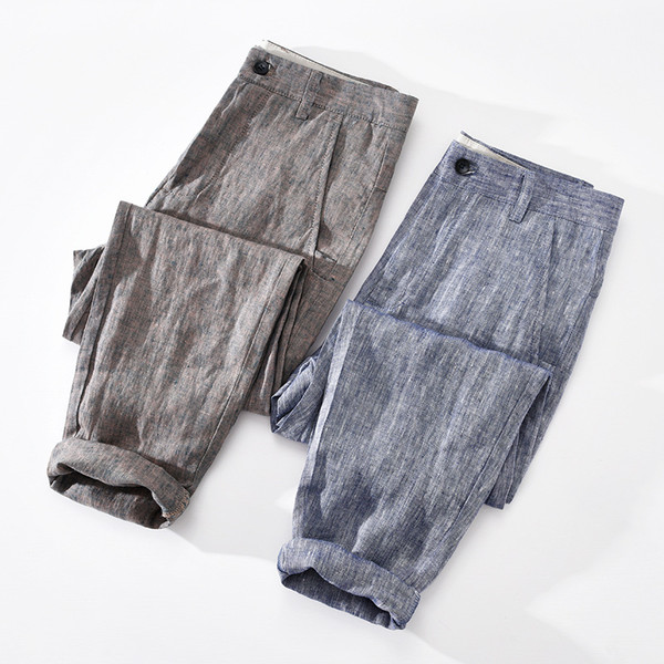 Casual Linen Men's Pants Ankle-length Pants Slim Fit Q119-CJXX1991453