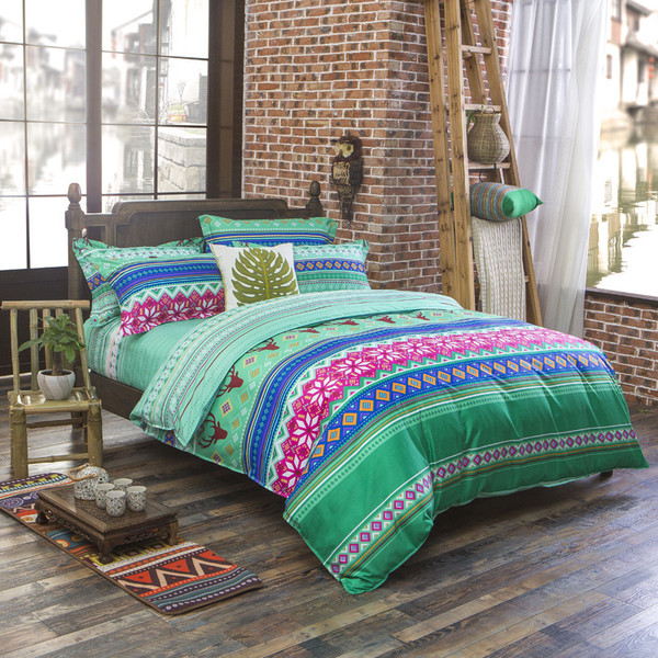 Color: F1.8m, Size: 180X220-4pcs, Model:  - Three-piece Set Of Ethnic Printing On Polyester Bed Q119-CJJJJFCS00068-F1.8m-180X220-4pcs