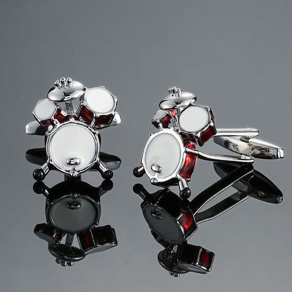 Color: Gold, Style: Drum set - Brass Music Series Musical Instrument Note Cufflinks Q119-CJZBLXNR00117-Gold-Drum set