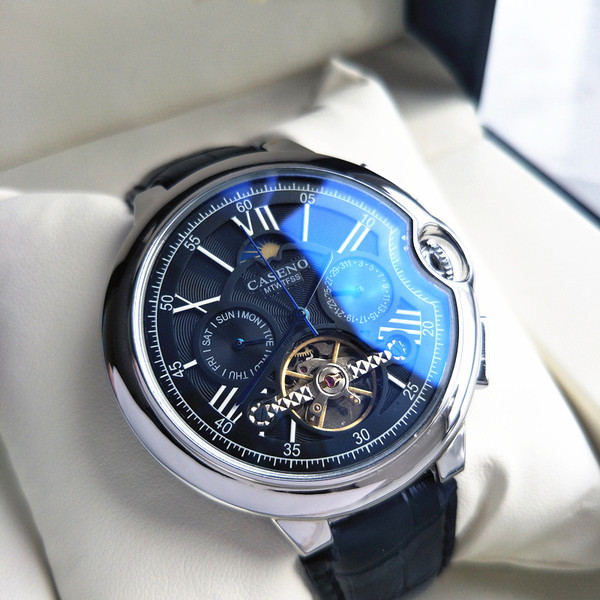 Color: Black belt silver black - Men'S Watch Fashion Trend Belt Blue Light Watch Men'S Multi-Functi Q119-CJJX113296202BY