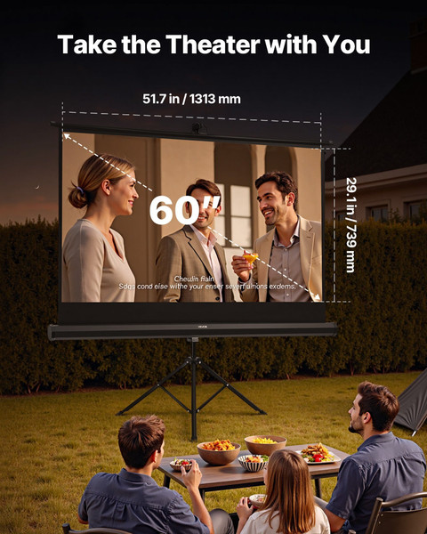 Projector Screen with Stand, 60 Inch 160?° Wide Angle Indoor Outdoor Projection Screen, 16:9 4K HD  E415-ZJSTYPMEKSJ6U9O7F001V0