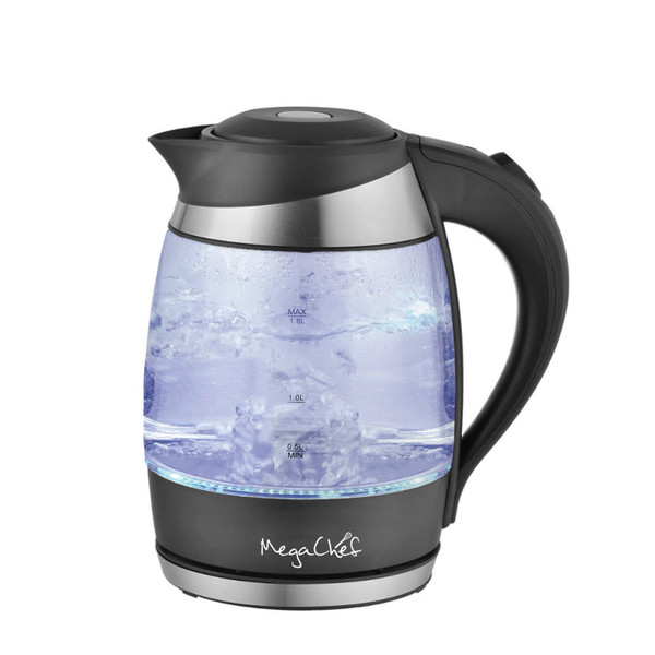 MegaChef 1.8Lt. Glass and Stainless Steel Electric Tea Kettle D970-MGKTL-1757