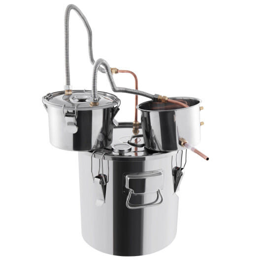 5/10 Gal 22/38 L Water Alcohol Distiller for DIY Whisky-5 Gal - Color: Silver - Size: M D681-KC55271US-5