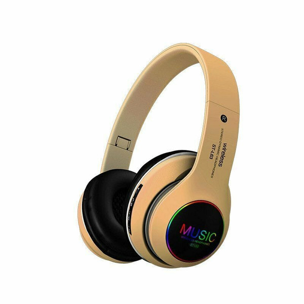 Wireless Bluetooth 5.0 Headphones Foldable Headset Earphones Noise Cancelling Sport Earphone Golden K484-PEL_0FVQPHK1
