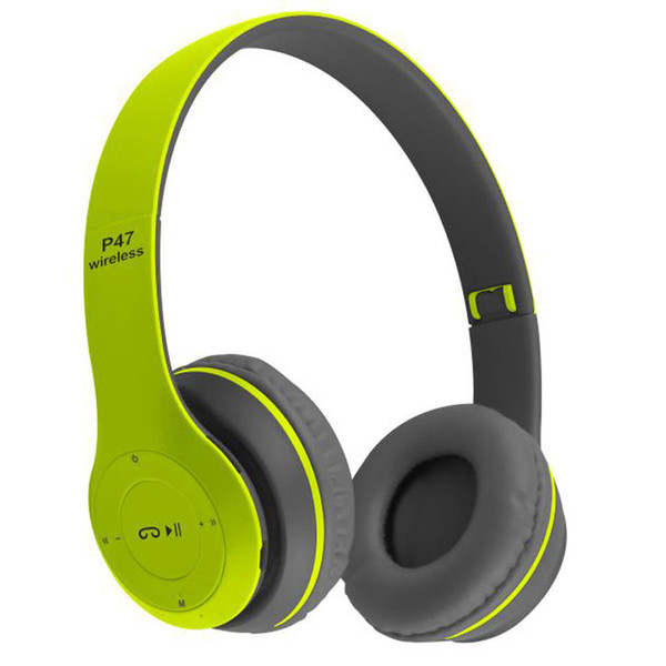 P47 Wireless Bluetooth Headphone Subwoofer Music Headset Head-mounted Sports Gaming Earphones green K484-FQZCO_RG1GEG72