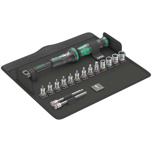 Wera 1/4" Drive Metric Torque Wrench/Bit Set for Bicycles/E-bikes - 2.5-25 Nm (16 Piece) M119-05004180001