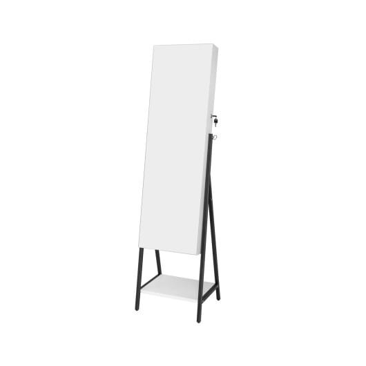 Freestanding Jewelry Cabinet with Full-Length Mirror-White - Color: White D681-JV10432WH