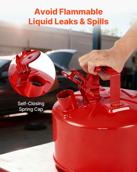 Safety Gas Can, 2.5 Gallon Type I Red Safety Can for Gasoline with Stainless Steel Flame Arrester,  E415-IXAQGHSJS25J0FRGJ001V0