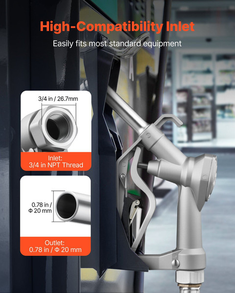 3/4-Inch NPT Fuel Nozzle with 10 ft Hose, Max Flow Rate 22.7 GPM, Diesel Gas Pump Nozzle with 2-Spe E415-JXSRYPZQJS34IUUWN001V0